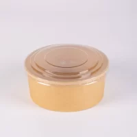 1000ML ROUND KRAFT CONT. W/LID 300PCS كرفت مع غطاء شفاف
