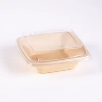16OZ SUGARCANE CONT. SQUARE (DES. SIDES) W/LID 300PCS شكركان مربع