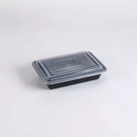 12OZ BLACK RECT. MICRO. CONT. W/LID 150PCS ماعون ميكرويف