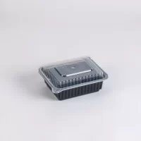 12OZ VIP BLACK RECT. MICRO. CONT. W/LID 150PCS ماعون ميكرويف