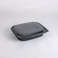 BLACK MICRO. CONT. W/CLEAR LID 3400ML 100PCS ماعون ميكرويف اسود