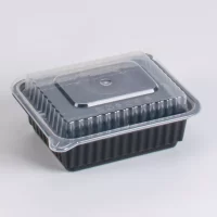 32OZ VIP BLACK MICRO. RECT. CONT. W/LID 150PCS R8366 ماعون ميكرويف