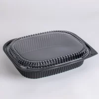 MICRO. CONT. BLACK W/CLEAR LID 1750ML 100PCS ماعون ميكرويف اسود