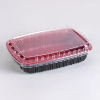 650ML BLACK & RED SQUARE MICRO. CONT. W/LID 300PCS ماعون ميكرويف