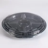 5 COMP. BLACK ROUND CONT. W/LID 100PCS سوشى مقسم