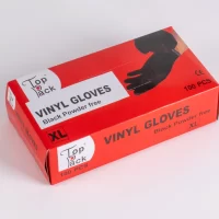 BLACK LARGE VINYL GLOVES POWDER FREE 10*100 PCS كفوف فانيل لارج بدون بودر اسود