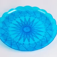 24CM ROUND BLUE TRAY 8 KG صواني كريستال 24سم ازرق 8 ك