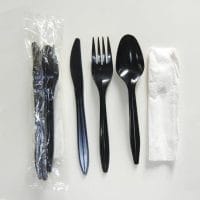 BLACK CUTLERY NAPKIN & FORK كاتلري اسود شوك نابكن