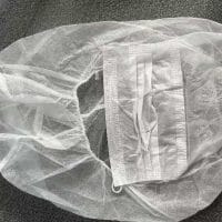 ASTRO HOOD W/MASK NON WOVEN WHITE 10*100 PCS غطاء راس مع فاس ماسك ابيض