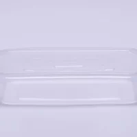 600ML CLEAR RECT. CONT. W/LIDS 450PCS (H35) ماعون مستطيل شفاف بالغطاء
