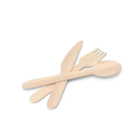 WOODEN CUTLERY 3 IN 1 250PCS شوكة &سكين &نابكن كاترلى خشب