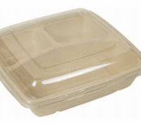 1000ML 3COMP SUGARCANE CONT. SQUARE W/LID 300PCS شكركان