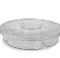 5 COMP. ROUND PET CONT. 50PCS ماعون شفاف مقسم