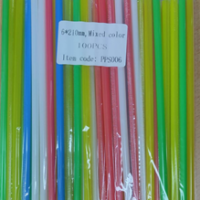 6MM COLOUR STRAIGHT STRAW FILM WRAPPED SHARP END 50*100PCS شلمون ملون