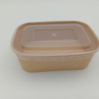 1000ML RECT. KRAFT CONT. W/LID 300PCS كرفت مع غطاء شفاف