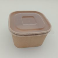 1000ML SQUARE KRAFT CONT. W/LID 300PCS كرفت مع غطاء شفاف