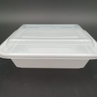 12OZ RECT. MICRO. CONT. W/LIDS 150PCS ماعون ميكرويف مستطيل ابيض