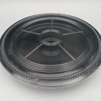 381CM BLACK SUSHI TRAY W/CLEAR LID 100PCS سوشي اسود