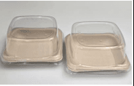5.5" SUGARCANE TRAY SQUARE W/DOME LID 600PCS برجر شوجر كان مع غطاء دوم